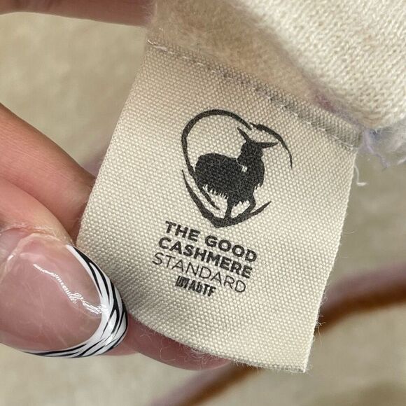 Madewell Heather Oatmeal Stripe Responsible Weightless Cashmere Sweater Tee MED - Picture 11 of 15